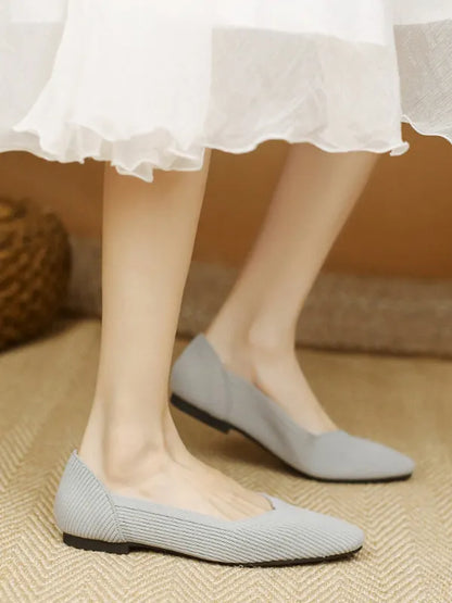 Color Square-toe Flats Shoes