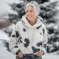 Comstylish Women's Cute Dalmatian Print Plush Warm Hoodie