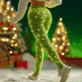 Comstylish Women's Christmas Lights Pattern Knit Warm Leggings