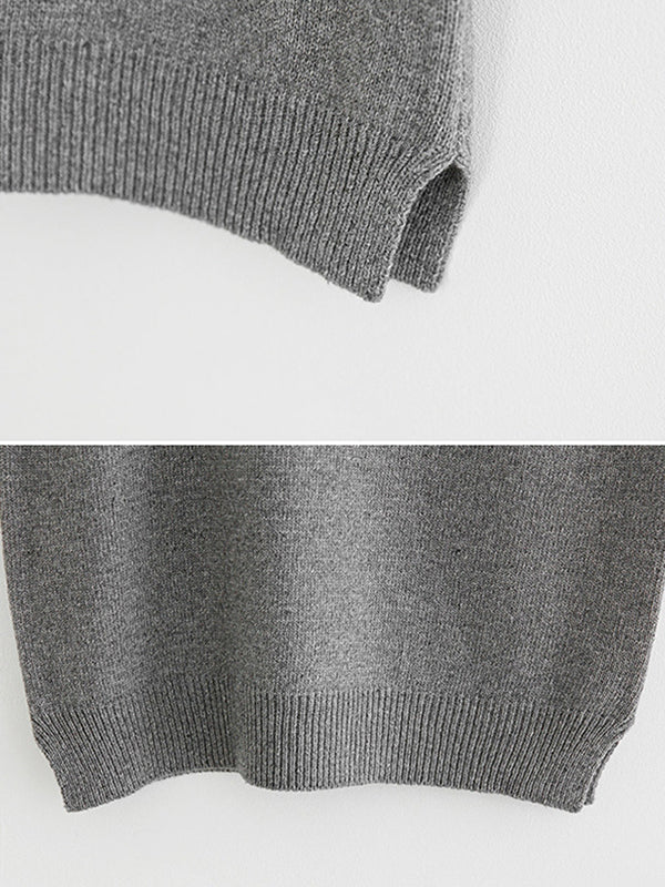 Loose Sleeveless Color V-neck Sweater Vest Outerwear