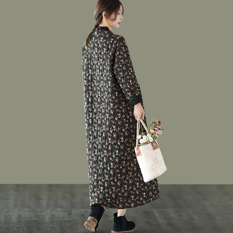 Retro Pocket Warm Long Cotton Coat