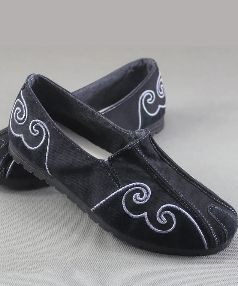 Grey Flat Feet Shoes for Cotton Fabric Stylish Embroidered Flats