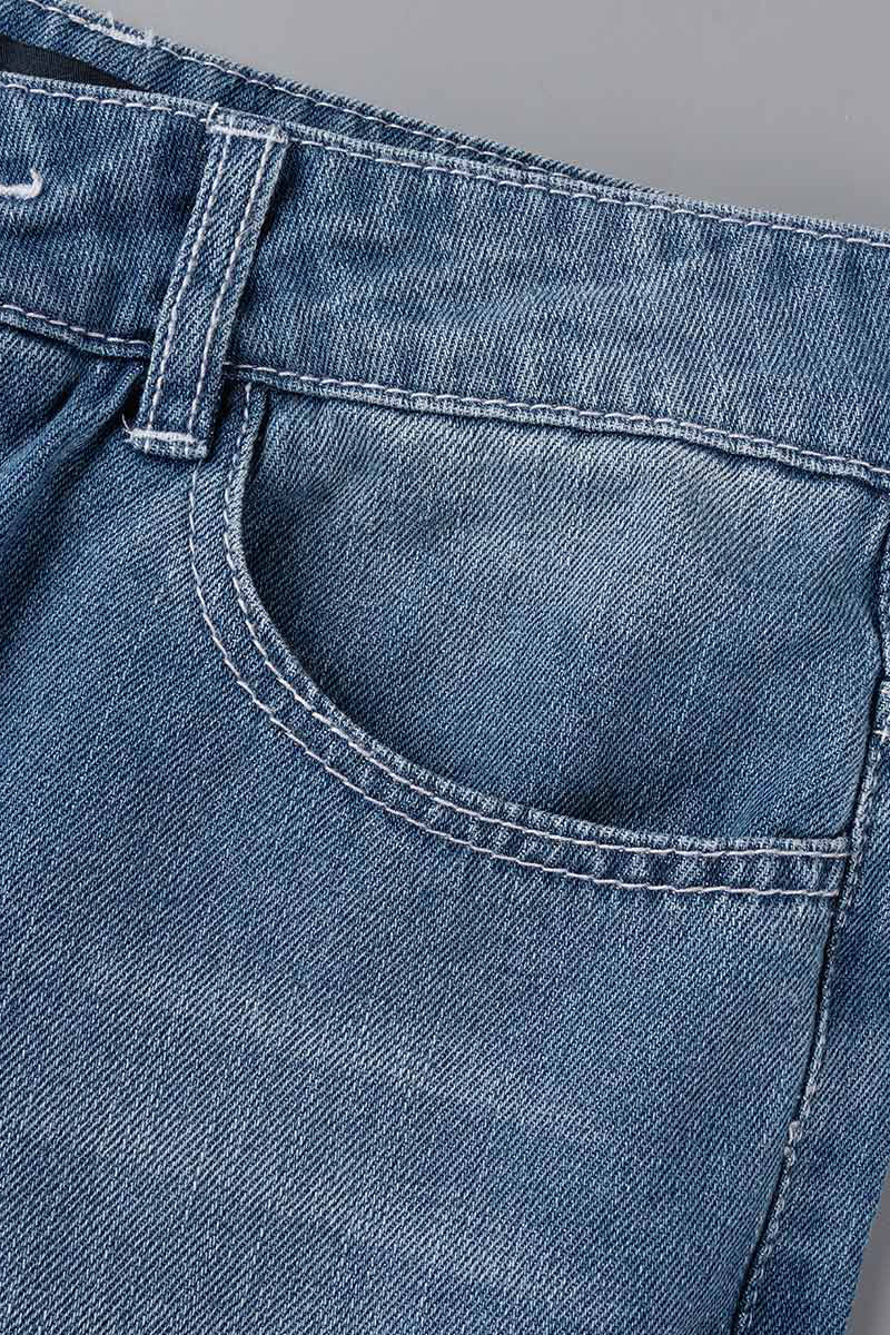 Street Ripped Buckle Low Waist Loose Denim Jeans(4 Colors)