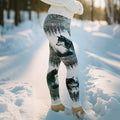 Comstylish Retro Viking Celtic Wolf Pattern Comfortable Knit Leggings