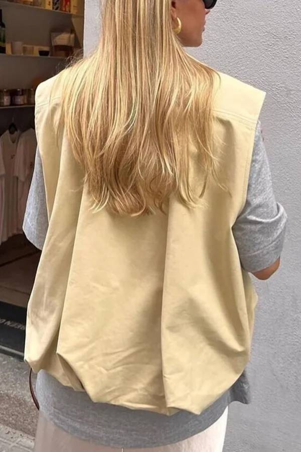 Fashionable Loose Sleeveless Pocket Vest