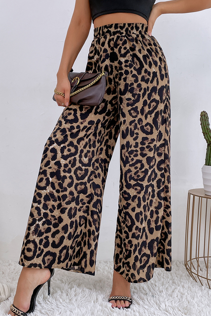 Print Split Joint Boot Cut Mid Waist Wide Leg Full Print Bottoms