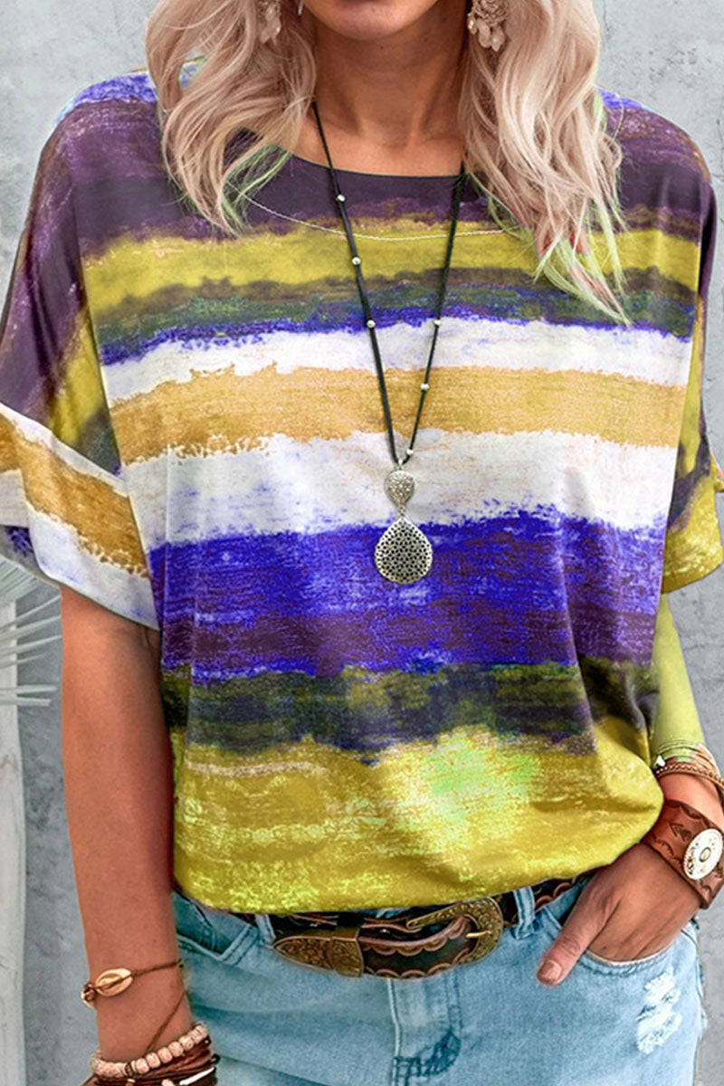 Gradual Change O Neck T-shirts(7 Colors)