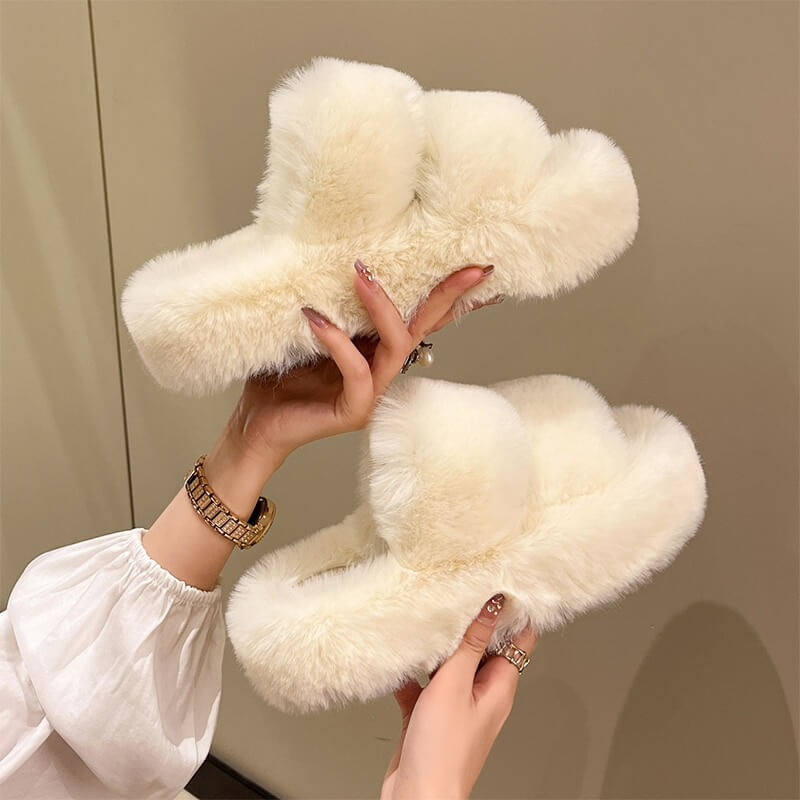 Ella Faux Fur Slides Sandals