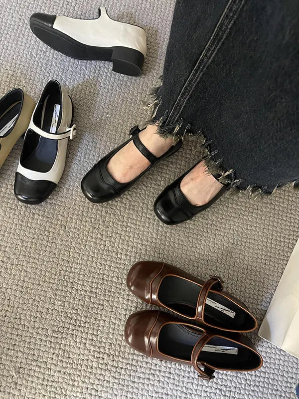 Round Cut Round-toe Split-joint Mary Janes