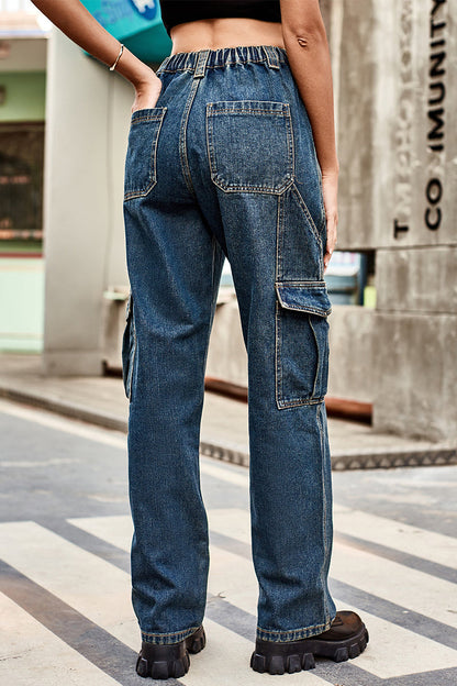 Street Pocket Loose Denim Jeans