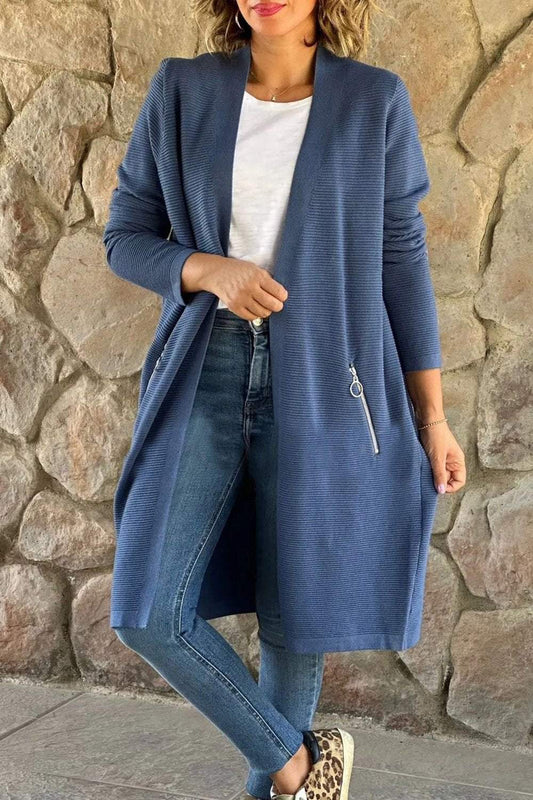 Color Knitted Sweater Long Coat