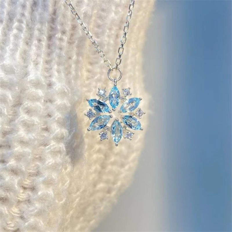 Comstylish Classy Snowflake Diamond Pendant Necklace