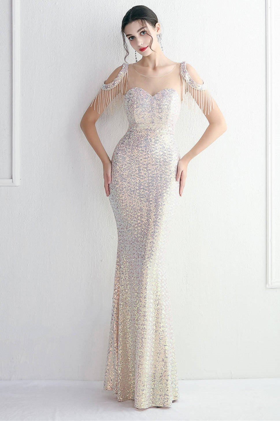 Sequin Sweetheart Neck Sleeveless Mermaid Maxi Dress