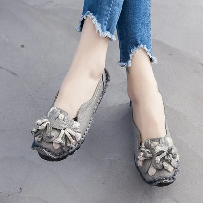 Rumour Has It | Perforated Flower Deco Head Leather Flats