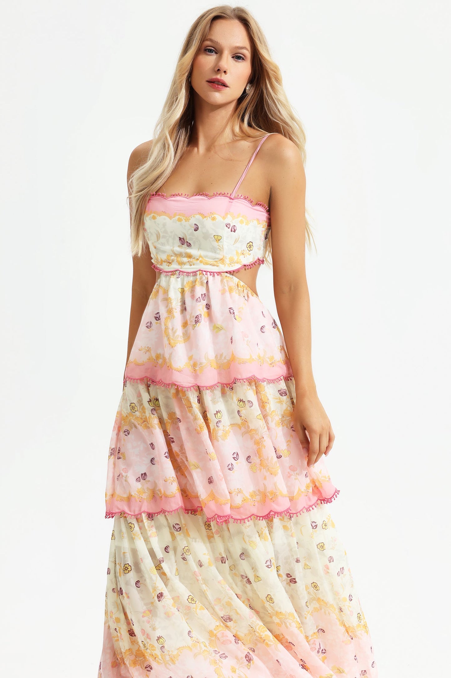 Cami Tiered Ruffle Hem Backless Maxi Dress