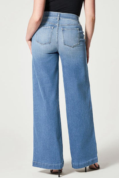 Street Patchwork Mid Waist Loose Denim Jeans