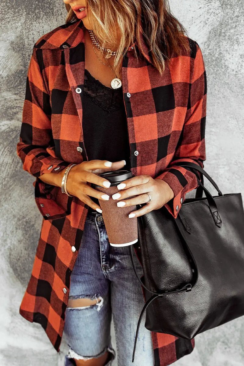 Red Plaid Shirt Coat