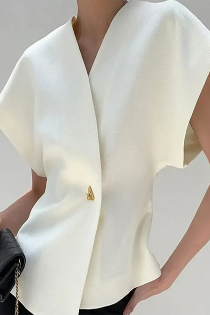 Color Metal Accessories Trim V Neck Waistcoats