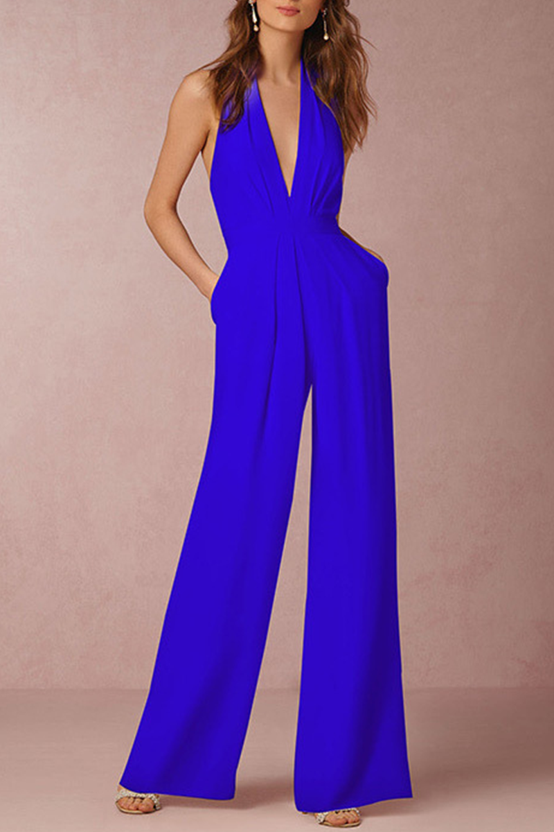 Patchwork Halter Boot Cut Jumpsuits(6 Colors)