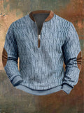 Men's Vintage Knit Print Zip-Up Sweatshirt elevenforest