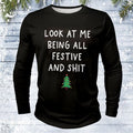Comstylish Men's Christmas Print Crew Neck Long Sleeve Casual T-shirt