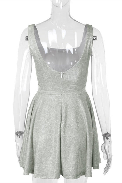 Color Backless U Neck Vest Dresses