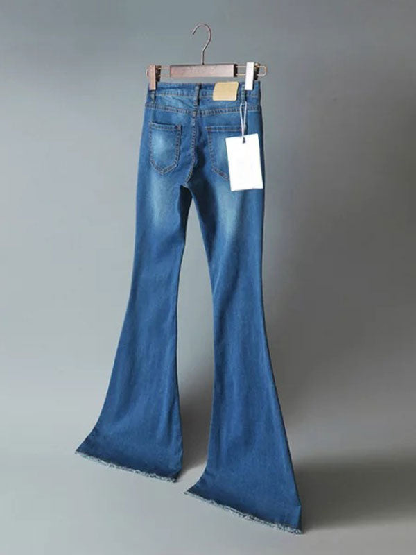 Jeans for Bell Bottoms Zipper Fly Button Fly Blue Denim Pants