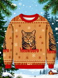 Comstylish Funny Realistic Cat Cigarette Christmas Ugly Sweatshirt