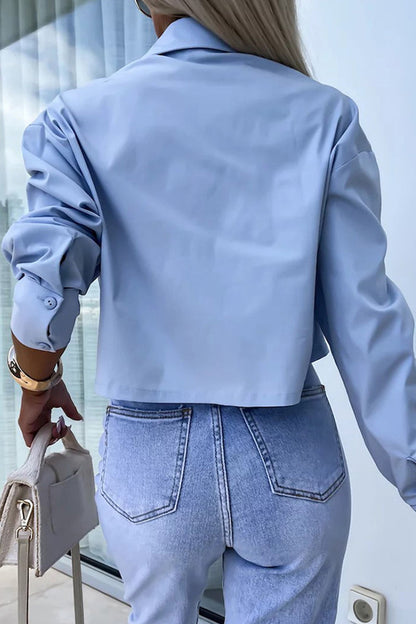 British Style Buttons Turndown Collar Tops