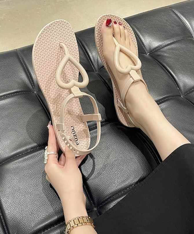 Summer Khaki Heart Shaped Flip Flops Sandals Ag1023