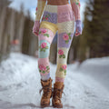 Women's Vintage Floral Patchwork Art Cozy Knit Leggings artswardrobe