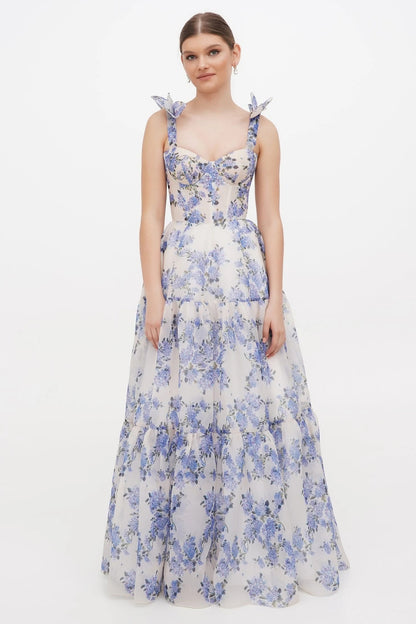 Sweetheart Neckline Frill Maxi Dress