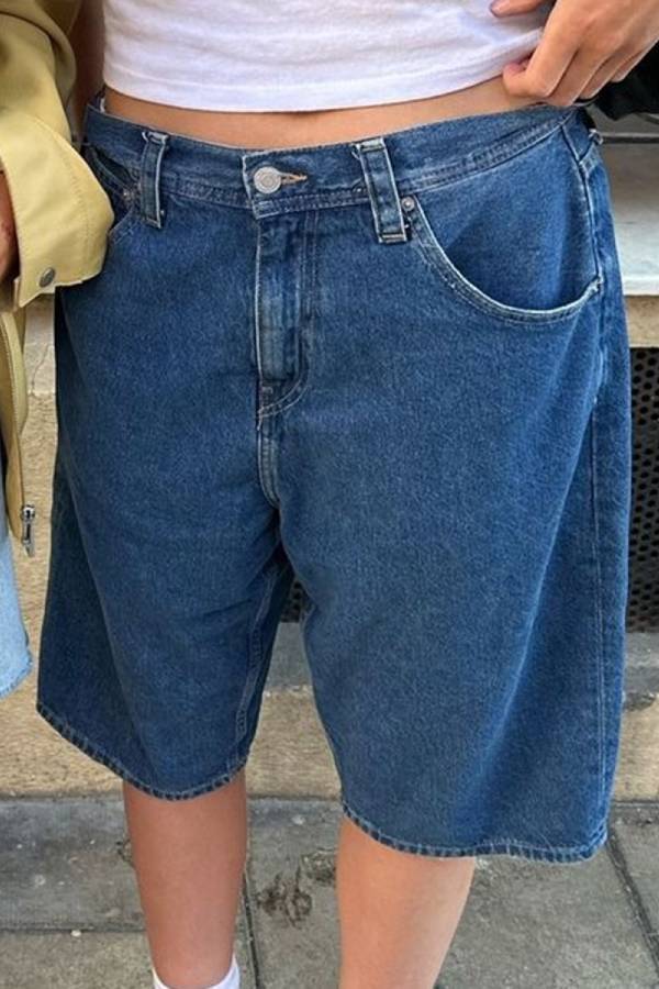 High Waist Denim Shorts With Pockets