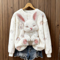 Lovely Sleeping Bunny Art Cozy Plush Sweatshirt