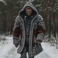 Men's Viking Celtic Knot Contrast Cozy Midi Cardigan Sweater artswardrobe