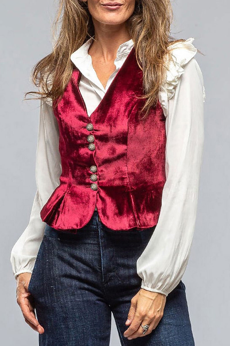 Daily Color Buttons V Neck Waistcoats(no Shirt)