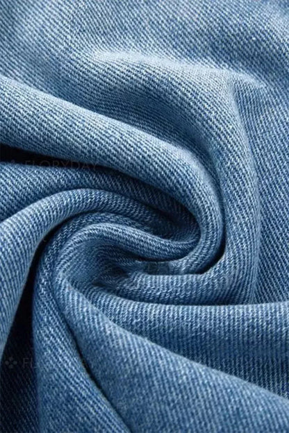 Street Ripped Buckle Low Waist Loose Denim Jeans(4 Colors)