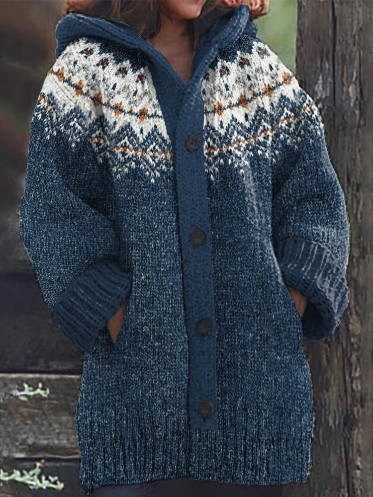 Fairman Island Snowflake Contrast Sweater Cardigan elevenforest