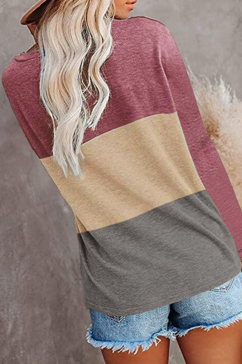 Split Joint O Neck T-shirts(6 Colors)