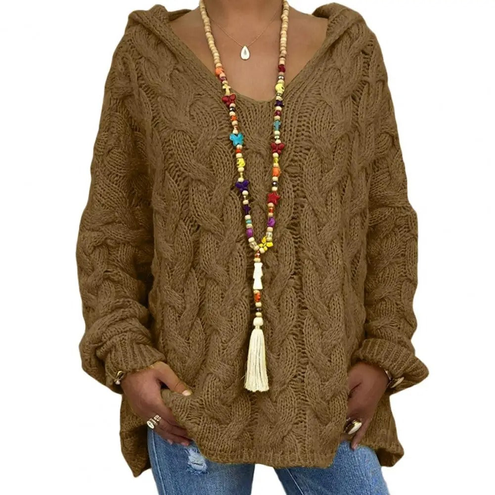 JO | Hooded sweater with V-neck