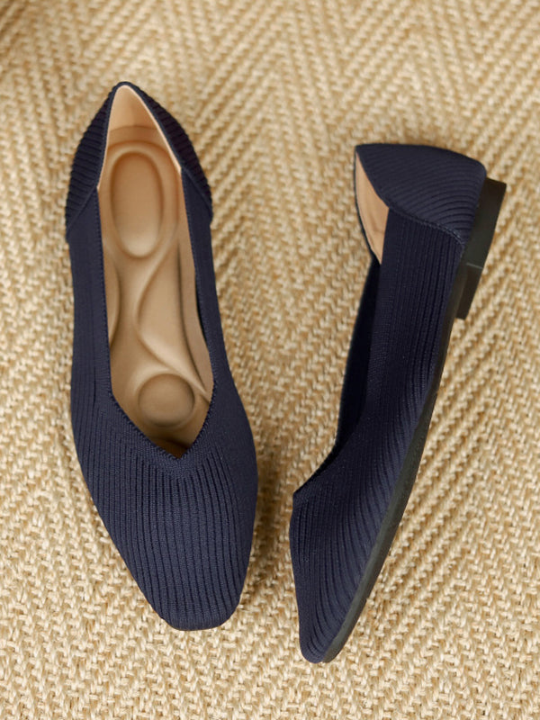 Color Square-toe Flats Shoes