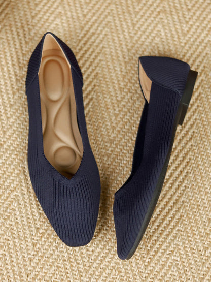 Color Square-toe Flats Shoes