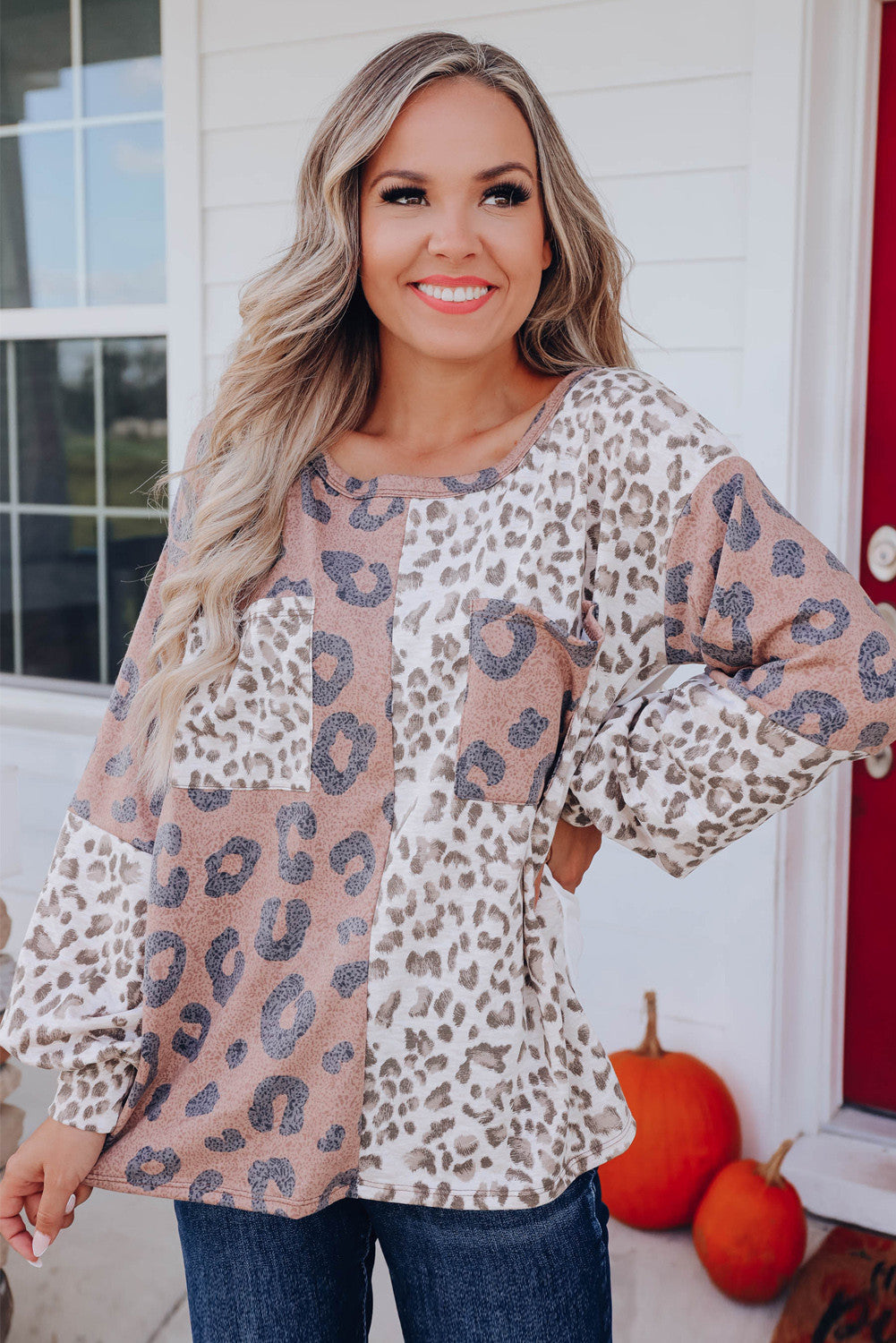 Sweater Autumn Winter Leopard Print Contrast Color Zipper Half Cardigan Hooded Sweater