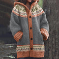 Vintage Tribal Icelandic Pattern Knitted Hooded Cardigan elevenforest