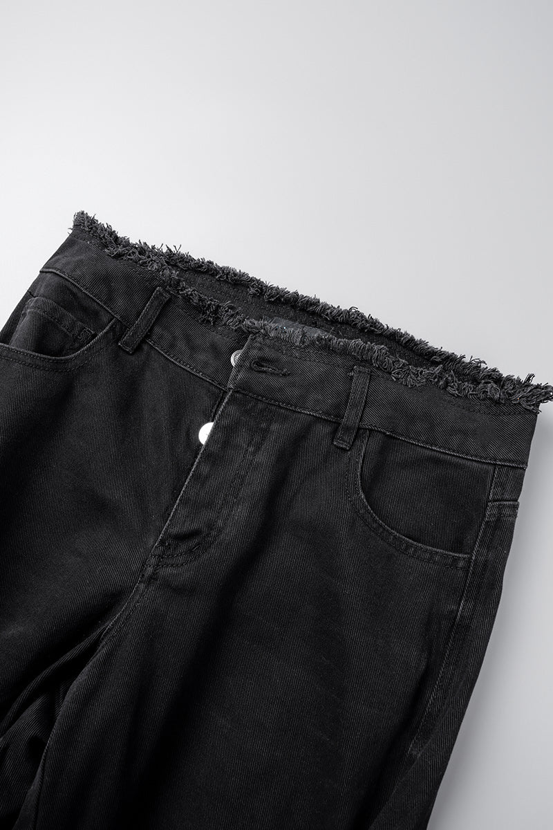 Ripped Patchwork Mid Waist Regular Denim Jeans (subject to the Actual Object)(5 Colors)
