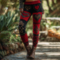 Women's Vintage Heart Patchwork Art Comfortable Leggings elevenforest