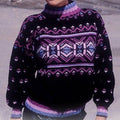 Classy Vintage Icelandic Knit Jacquard Warmth Inspired Color Turtle Neck Sweater elevenforest
