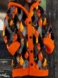 Halloween Sequin Feather Art Cozy Hooded Cardigan artswardrobe
