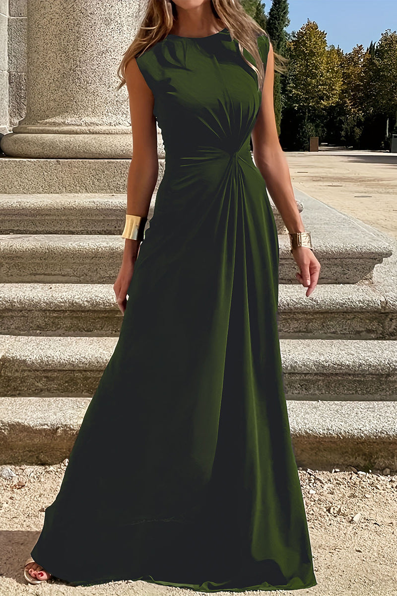 Simplicity Fold O Neck Vest Dresses(6 Colors)