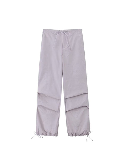 Parachute Cargo Pants Jogging Trousers High Elastic Waist Female Lady Boot Cut